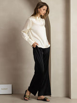 [Ivory] SilkSilky  Long Sleeve Keyhole Neck Women's Blouse 011