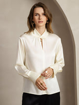 [Ivory] SilkSilky  Long Sleeve Keyhole Neck Women's Blouse 004