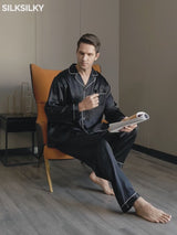 SilkSilky  19Momme Pure Silk Mens Pajamas video 001